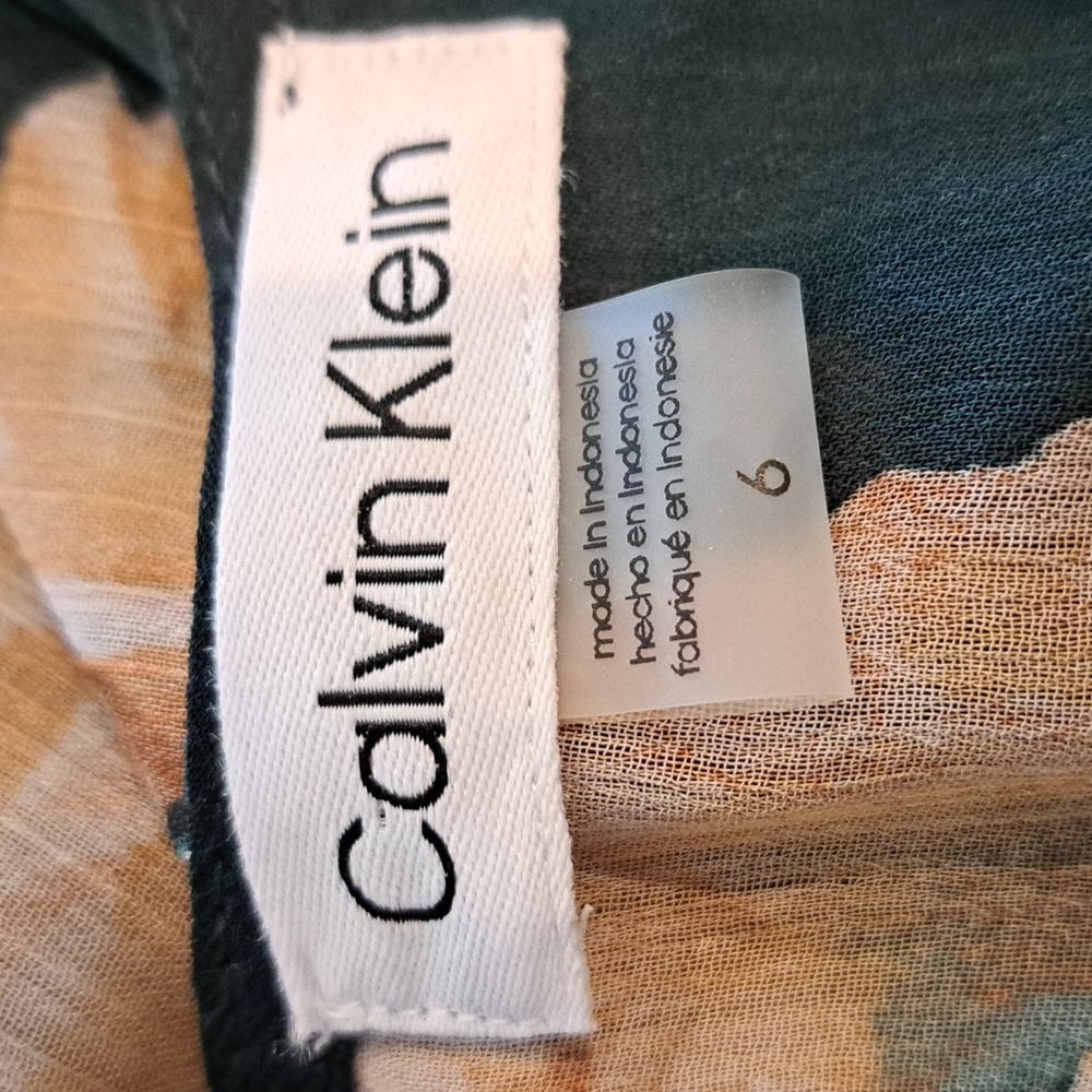 Calvin Klein Floral High-Low Dress - Black and Tan - Picture 13 of 16